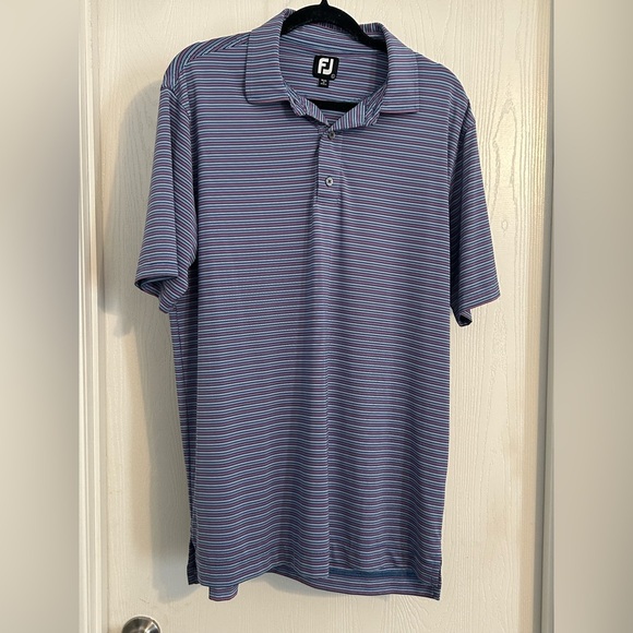 Other - FJ | Men's Blue Striped Polo Shirt | Size Large.